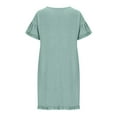 thumbnail image 6 of ZZwxWA Womens Loose Linen Mini Dress Summer Modest Frayed T Shirt Dress Flowy Ruffle Short Sleeve Shift Dress Pocket, 6 of 6