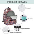 thumbnail image 4 of Skull and Flower Gothic Pattern Cute School Backpack with Padded Back and Adjustable Shoulder Straps 13.4"x11"x4.7", 4 of 5