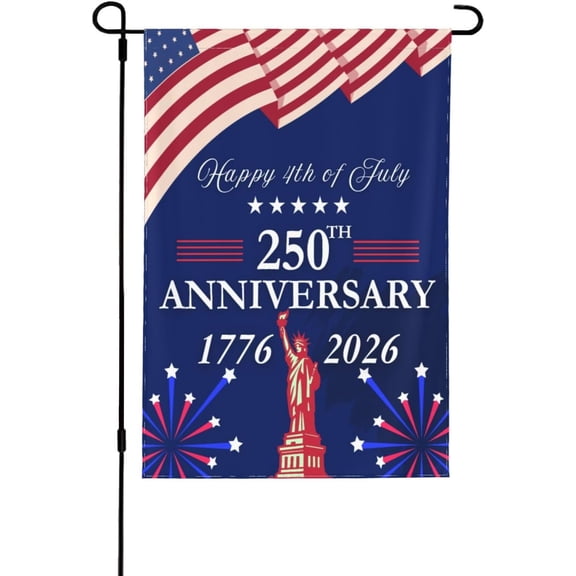 Patriotic 250th Anniversary U.S. Flag 1776-2026 Double-Sided Garden Yard Banner 12 x 18 Inches Outdoor Decor Sign
