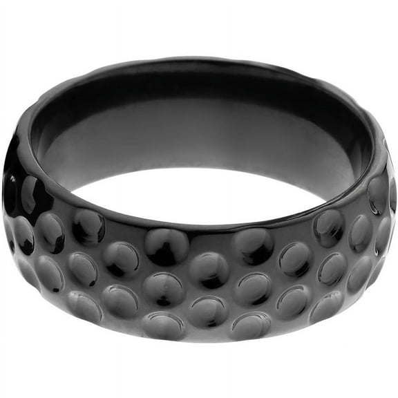 8mm Half-Round Black Zirconium Ring with a Milled Golf Ball Dimple Design