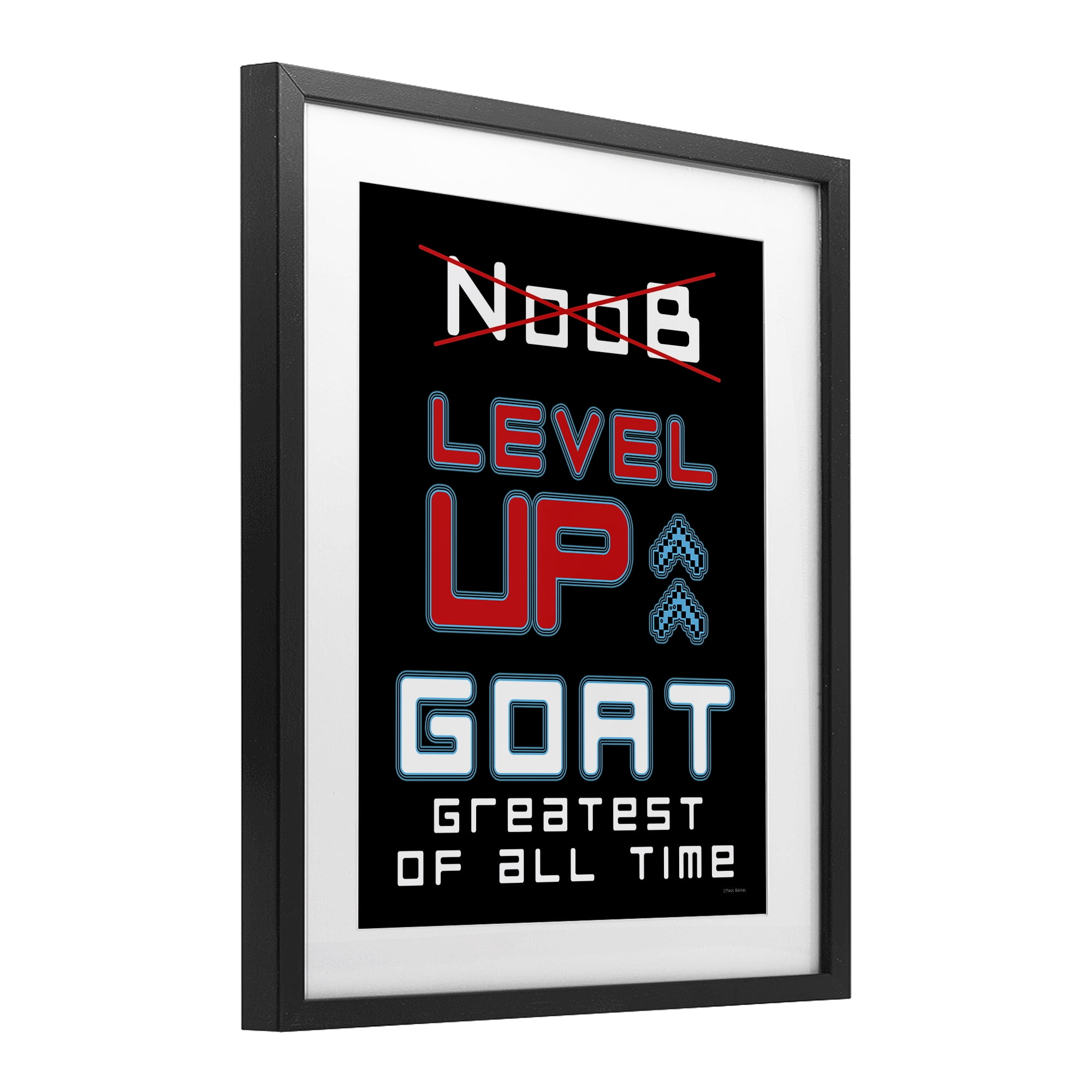 Stupell Industries Greatest Of All Time Gamer Black Framed Print Under Glass, design by Yass Naffas Designs