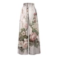 thumbnail image 3 of WTOBBY Women's Floral Print High Waist Wide Leg Palazzo Pants Casual Flowy with Pocket,Beach Trousers Great for Summer Festivals, Outdoor Concerts and Warm Weather Celebrations,Pink S, 3 of 4