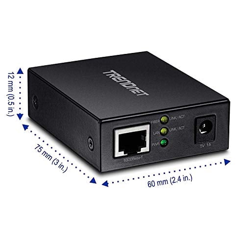 TRENDnet 1000BASE-T to SFP Fiber Media Converter, Gigabit Ethernet to SFP Media Converter, 4Gbps Switching Capactiy, TFC-GSFP