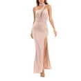 thumbnail image 1 of Gibobby Vestidos de fiesta largos elegantes Vestido de noche largo elástico con lentejuelas y abertura en el cuello con correas de hombro encorvadas para mujer(Rosa,G), 1 of 5