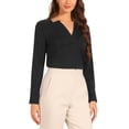 thumbnail image 4 of Blusa de Oficina Chic Inspire para Mujer de Manga Larga con Cuello en V Color Negro, 4 of 5