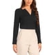 thumbnail image 4 of Blusa de Oficina Chic Inspire para Mujer de Manga Larga con Cuello en V Color Negro, 4 of 5