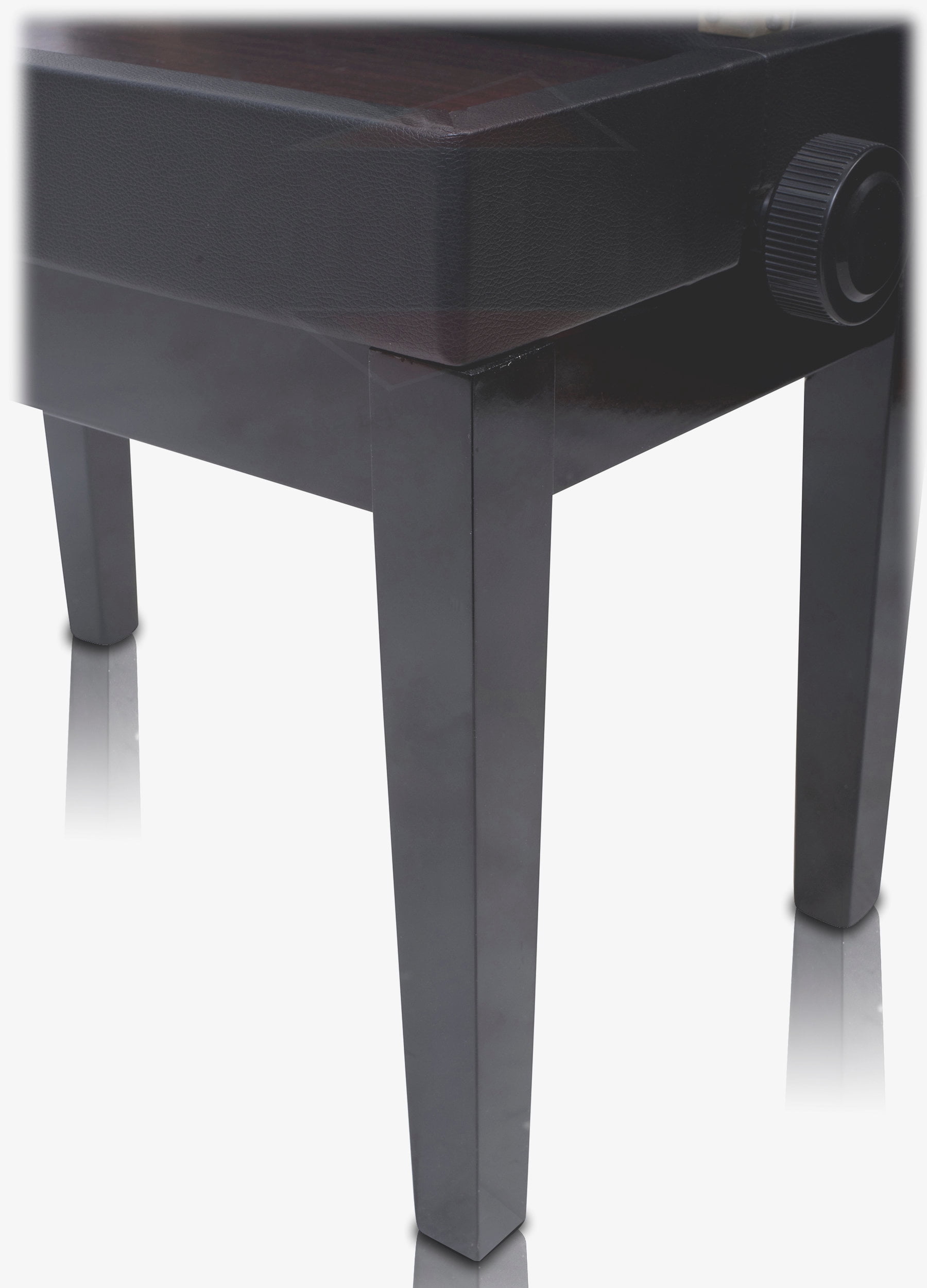Griffin Antique Piano Bench Adjustable Black Solid Wood Frame & PU Leather Padded Cushion Vintage Ergonomic Musicians Keyboard Chair Guitar Stool, Home Vanity Bench Sheet Music Storage