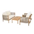 thumbnail image 3 of Christopher Knight Home Boho 4 Pieces Patio Conversation Set, Outdoor Rattan Rope-Woven Sofa Set, Beige, 3 of 6