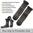 thumbnail image 3 of Men Sherpa Lined Slipper Socks, Vintage Ethnic Geometric Knit Non Slip Gripper Winter Warm Sock, 3 of 3
