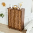 thumbnail image 6 of Wirrytor Walnut Sideboard Cabinet with 2 Doors for Hallway Entrance, Carved Wood Accent Cabinet for Living Room, Vintage Textured Decorative Credenza for Dining Room Storage, 6 of 8