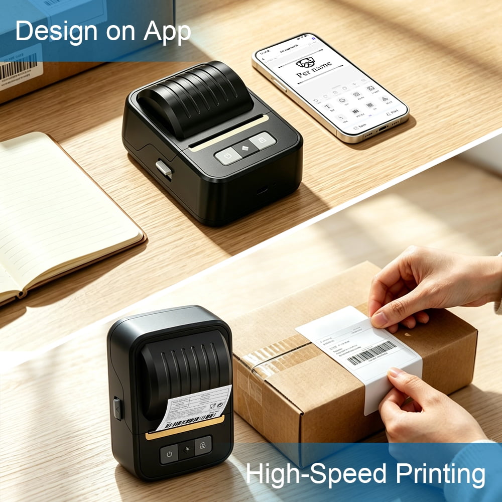 [N20 Label Printer,Thermal Labels] Easy To Use Barcode Label Maker, Portable Thermal Sticker Printer For Small Business, Address, Logo, Clothing, QR Code, Compatible With Phones & PC, 20-50mm Print W