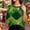 Shirts-671Multicolor, variant on St Patricks Day Shirt Beer Mug Irish Harp Argyle Round Neck 3/4 Sleeve Casual Tops Green Diamond Pattern Pub Party Tee