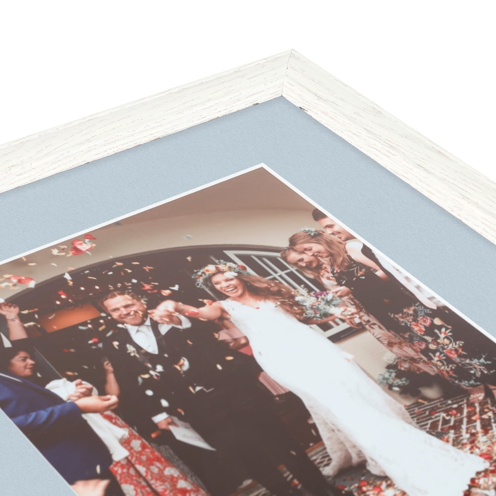 ArtToFrames 22x28" Matted Picture Frame with 18x24" Single Mat Photo Opening Framed in 1.25" Off White Wash on Ash and 2" Baby Blue Mat (FWM-4098-22x28)