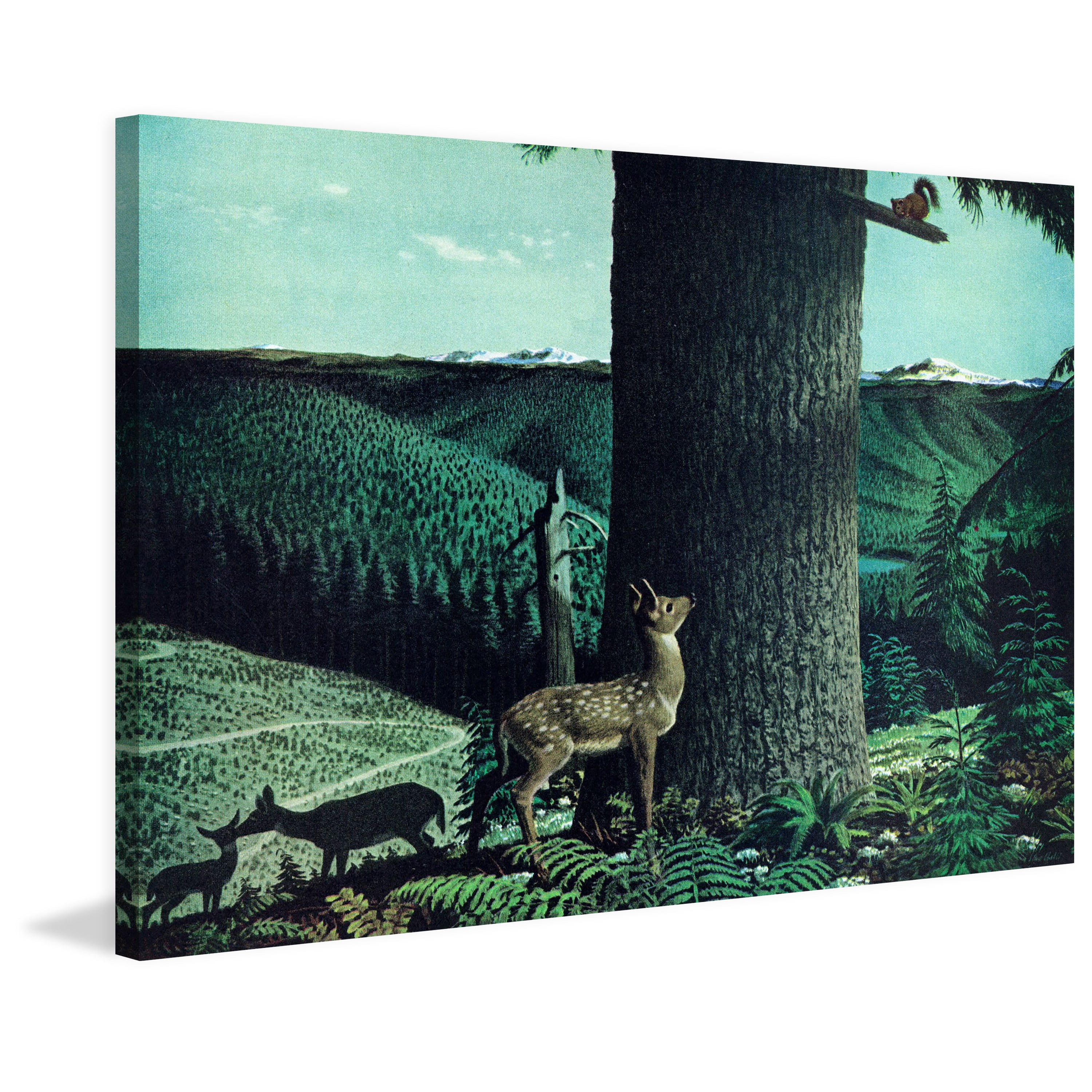 Marmont Hill "Fawn and Squirrel" Painting Print on Wrapped Canvas