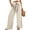 L-090 Beige, variant on Womens Loose Fit Pants for Ladies Faux Gauze Linen Casual High Leg Flare Bell Bottom Tie Knot Plain Long Bootcut Leg Fall Summer 2026 Soft Comfy Clothing