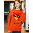 thumbnail image 2 of Coolest Turkey in Town Thanksgiving Funny Cool Sunglasses Crewneck Sweatshirt, S, Orange, 2 of 6