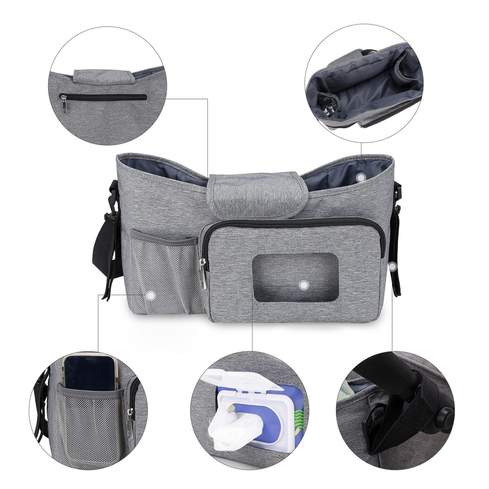 Sac De Rangement Suspendu Pour Lit Bébé - 2 Poches, Sangle Réglable - Organisateur Couches, Lingettes, Jouets