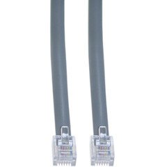 QualConnect Cordon de Téléphone (Vocal), RJ12, 6P / 6C, Argent Satiné, Inversé, 14 Pieds