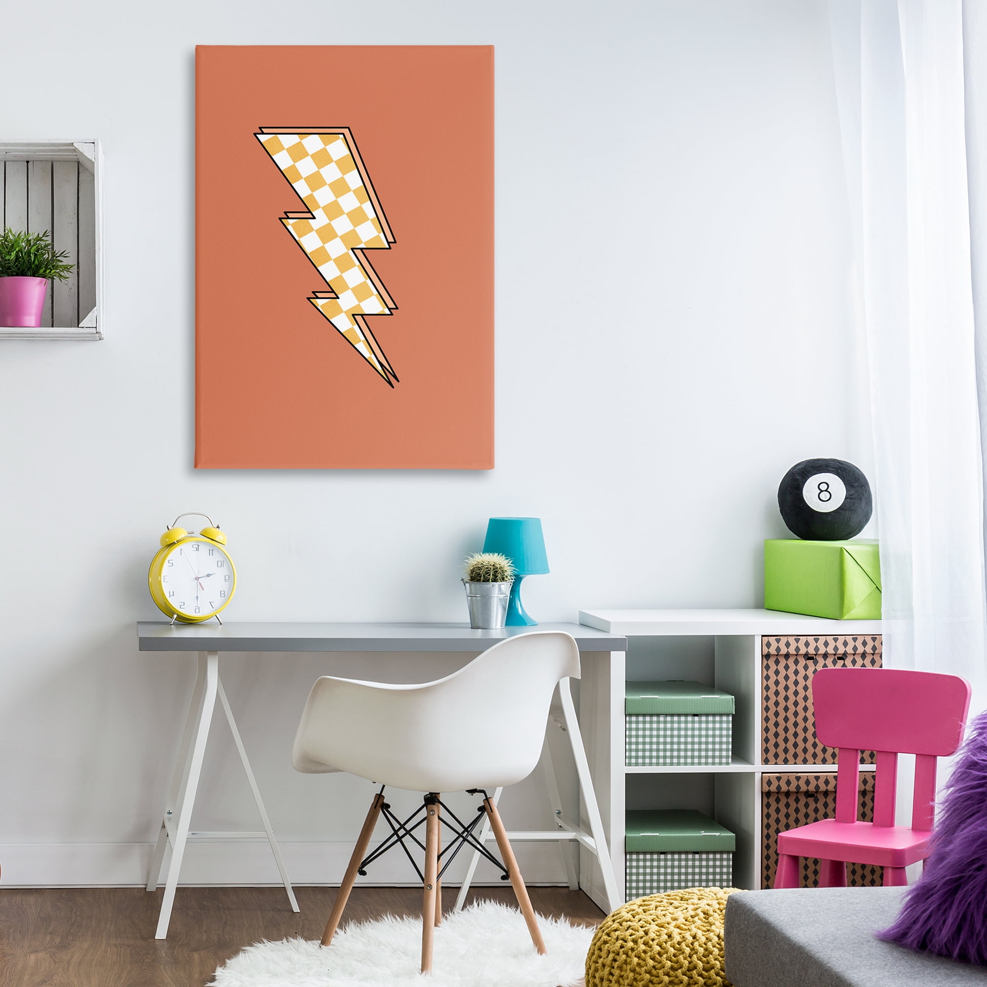 Stupell Industries Checking Lightning Bolt Abstract Painting Gallery Wrapped Canvas Art Print Wall Art, 30 x 45