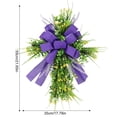 thumbnail image 2 of Jlong Easter Front Door Cross Wreath, Easter Artificial Wreath with Large Purple Bow Tie, Home Decration Easter Cross Flowers Spring Wreath Garland for Easter Holiday Home Wall Decor, 2 of 9