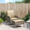 thumbnail image 1 of vidaXL Garden Chair with Footstool Light Brown Poly Rattan, 1 of 5