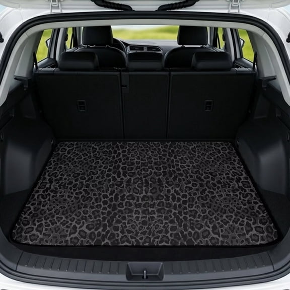 Qpednta Cheetah Print Cargo Liner 29"x39" Rear Trunk Mat Non-Slip, Cargo Carpet Protects Factory Carpet from Dirt & Scratches Universal for Sedan SUV Truck Easy To Clean