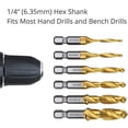 thumbnail image 3 of 1/6Pcs Tap Drill Bit Set Hex Shank Titanium Plated HSS Screw Thread Bit Screw Machine Compound Tap M3 M4 M5 M6 M8 M10 Hand Tools Gold M8X1.25, 3 of 6