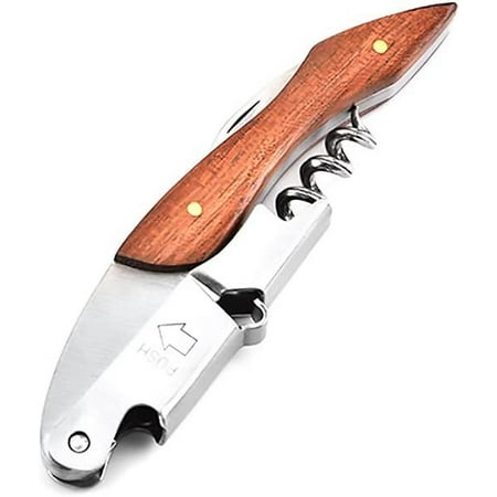 

Corkscrew Wine Opener is Used to Open Beer and Wine Bottles by Waiters Sommelier and Bartenders.Foil Cutter Key Made of Stainless Steel and New Zealand Pinewood