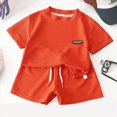 thumbnail image 2 of KPOPLK Toddler Baby Boy Clothes 2Pcs Summer Set Short Sleeve T-Shirt Top Print Elastic Waist Shorts Outfits 1t 2t 3t 4t 5t(3-4 Years,Red), 2 of 4