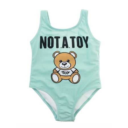 

Baby Girls Fully Lined Funny Bear Prints One-Piece Swimsuit Bathing Suit (Aqua 90/1-2 Years)