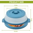 thumbnail image 6 of Microwave Food Splatter Cover & Base Mat,10.5 Inch Large Plastic & Silicone Vented Collapsible Guard Lid, Plate Holder & Kitchen Colander for Meal (Blue), 6 of 14