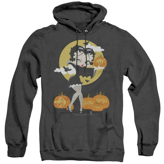Betty Boop Vamp Pumkins Adult Heather Hoodie Sweatshirt Black