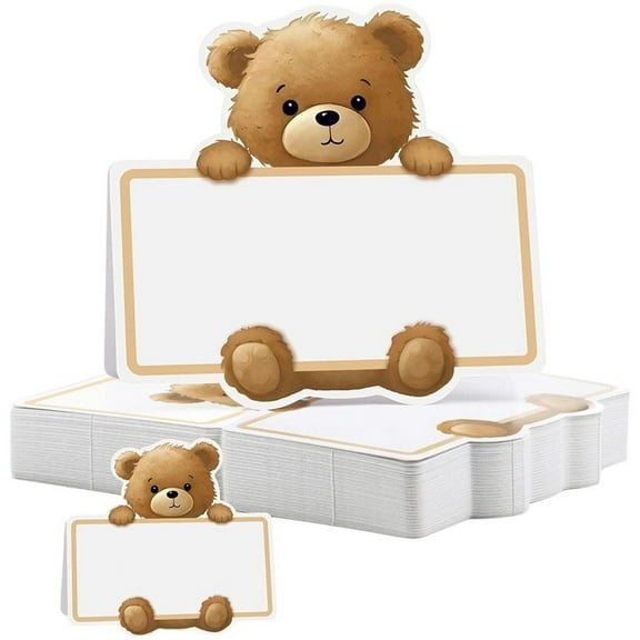 50 Pcs Cute Bear Place Cards for Table Setting, Blank Table Name Card, Name Place Cards for Wedding, Birthday, Banquet, Events, Reserved Seating