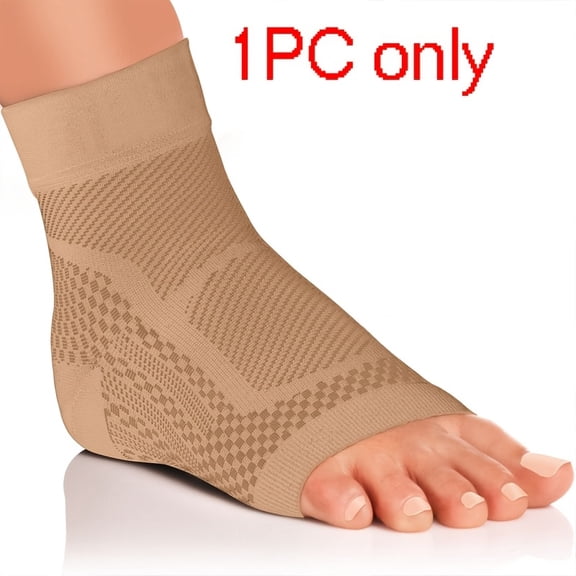 Knitted Breathable Ankle Support Brace – Compression for Foot & Heel, S/M, Beige, 1pc Only