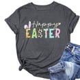 thumbnail image 3 of Bainana Women's Easter T-Shirt Letter Print Round Neck Short Sleeve T Shirt Top Ladies Festival Summer Cozy Soft Tee Shirts Dark Gray Size M, 3 of 3