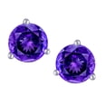 thumbnail image 2 of Star K� Round 7mm Genuine Amethyst Three 3 prong Martini Screw back Stud earrings, 2 of 9