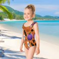 thumbnail image 5 of Girls Ruffle One Piece Swimsuit, Stretchy Fabric for Beach & Pool Activities Fun Halloween-themed Pattern, 5 of 8