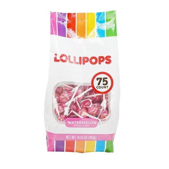 Hilco Pink Watermelon Lollipops, 75 Count 14.5 oz, Everyday Gusset Bag, Allergens Not Contained