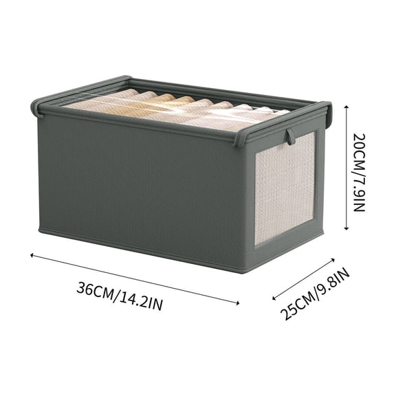 Tdxkok Medium Size Fabric Storage Box with Lid,Window Visible Cloth Organizer,Durable Large Capacity Storage Bin for Clothing Wardrobe Home Storage Organization
