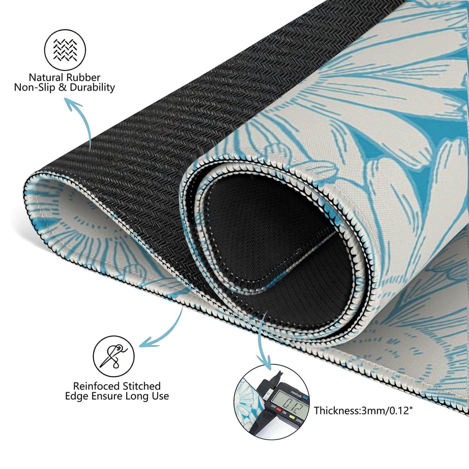 Floral Style Rubber Gaming Mat 31.5 Inch Square Non-Slip Feature Keeps Mat Secure During Mahjong and Board Game Sessions