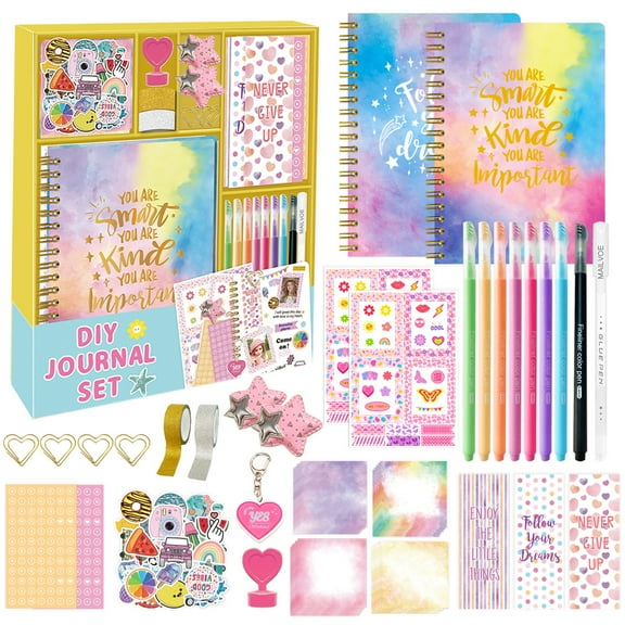 DIY Journal Kit for Girls, Journaling Notebooks Art Crafts Kit, Teen Tween Girls Gifts for 8 9 10 11 12 13 14 Year Old Girl, Scrapbook & Diary Supplies Set