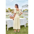 thumbnail image 3 of Vestido GRACE KARIN casual de manga corta con cuello cuadrado, caqui, 3 of 9