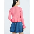 thumbnail image 3 of Scoop Women's and Women's Plus Peplum Ruffle Cardigan Sweater, Lightweight, Sizes XS-4X, 3 of 5