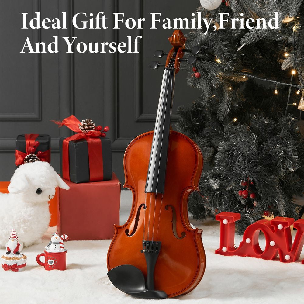 MIDOQIN Violin 4/4 Full Size Kit, Acoustic Beginner Violin Kit with Rosewood Bow, Extra Strings&Bridge, 2 Rosins, Tuner, Case, Mute, Fingerboard Stickers, Shoulder Rest