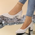 thumbnail image 6 of Sparkle Heels Women's Glitter Pumps - Elegant And Comfortable Shoes Pointed With Block Heel Stable Bridal Shoes Dance Shoes Wedding Shoes For Carnival, Fancy Dress, Party 3 Inch Pumps 6, 6 of 6