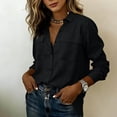 thumbnail image 6 of Karight Women's Long Sleeve Button Down Blouse with Chest Pockets Casual Loose Fit Collared Shirt Top, 6 of 9