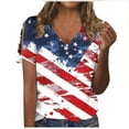 thumbnail image 2 of Nrmvnmi Women's Patriotic Short Sleeve Blouse Shirt Summer American Flag Dressy Casual Loose Cute Cold Shoulder Tunic Top Mothers Day Gifts Independence Day, 2 of 4