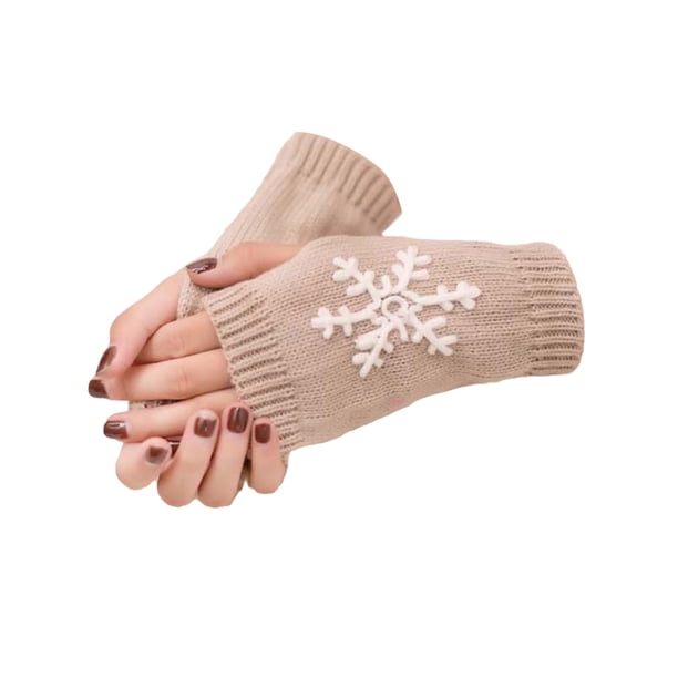 Guantes de medio dedo Sonducket de punto gris claro y beige