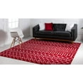 thumbnail image 6 of 6' x 6' Red and Ivory Tribal Geometric Square Area Throw Rug, 6 of 9