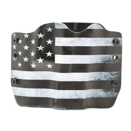 Outlaw Holsters: Black & White USA Flag OWB Kydex Gun Holster for Glock 30S Right Handed.